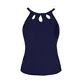 thumbnail image 6 of TOWED22 Womens High Neck Tankini Top Backless Bathing Suit Tops Underwire Full Coverage Bikini Top Swimsuit Top Key Hole Swim Top Only（Dark Blue,XL）, 6 of 7