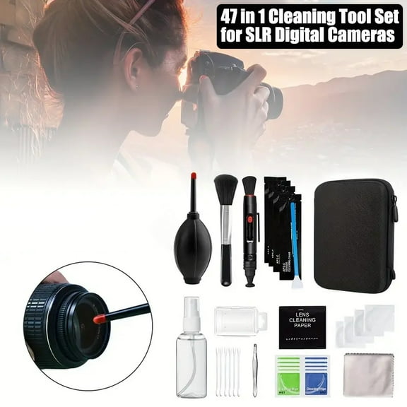 BYXAS 47 Pcs  Professional DSLR Camera Cleaning Kit with APS-C Cleaning Swabs, Microfiber Cloths, Camera Cleaning Pen, for Camera Lens, Optical Lens and Digital SLR Cameras