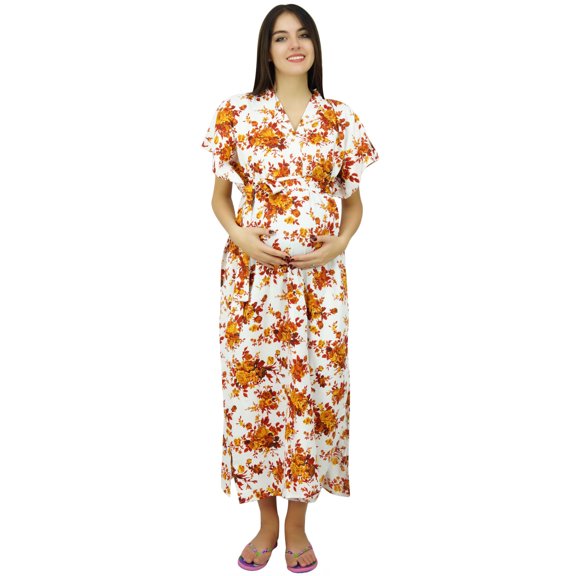 Bimba Delivery Maternity Gown Caftan Maxi, Front & Back Button Kaftan Dress