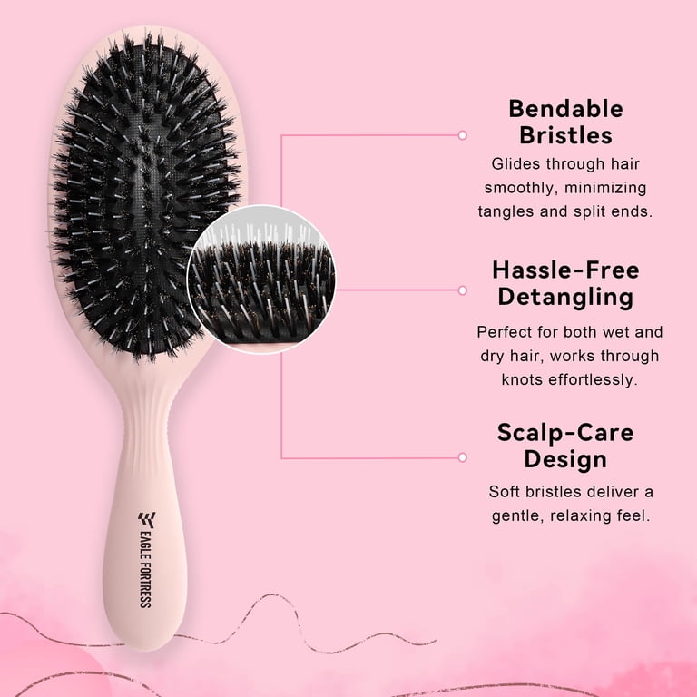 Hair Extension Brush with Mixed Bristles for Detangling and Shine MINI HAIR BRUSH: Vegan Boar Bristle Brush for Travel  main image 4