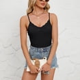 thumbnail image 5 of OIUUAK Y2K Lace Cami Tops for Women,&nbsp;V Neck Adjustable Spaghetti Strap Stretch Fitted Camisole Undershirt Tank Top Double Lined Ribbed Summer Going Out Outfits, Black, 5 of 9