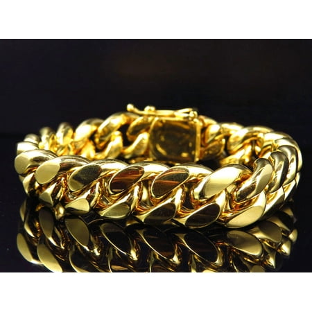 Jewelry Unlimited Men S 10k Yellow Gold Miami Cuban Link Style Men S 10k Yellow Gold Miami Cuban Link Style Bracelet 20mm