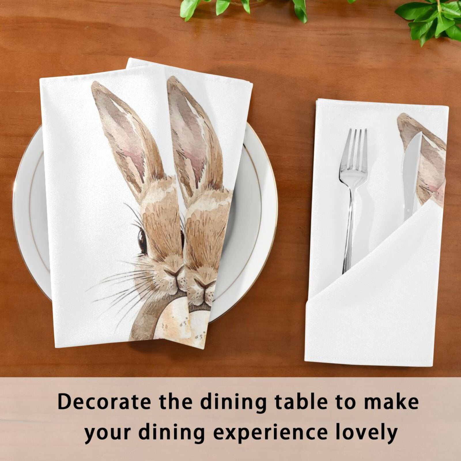 JSTEL Bunny Rabbit Easter Egg Cloth Napkins Set of 6, 20x20 Inch Washable and Reusable Napkin for Decoupage Dinner Party Everyday Use