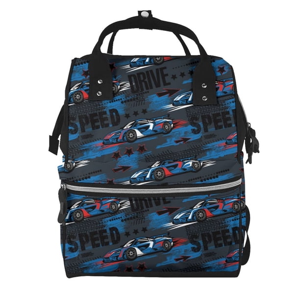 Easygdp Blue Sports Car para Bolsa de Bebé de Gran Capacidad con Múltiples Bolsillos, Bolsa de Pañales para Padres, Bolsa de Viaje Organizada y Elegante