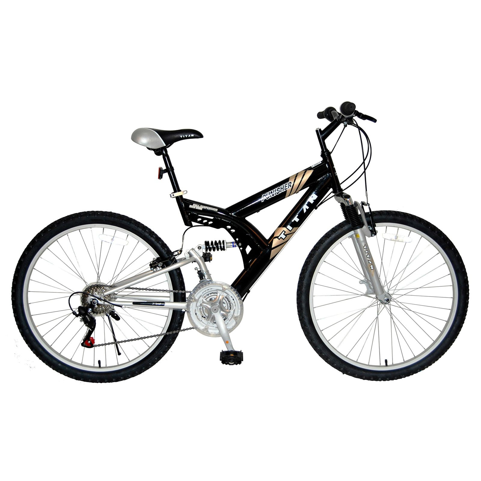 Titan Fusion Pro Men s Dual Suspension Alloy Mountain Bike Orange Silver Walmart