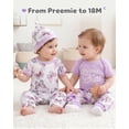 thumbnail image 3 of KIMI BEAR Newborn Baby Girl Layette Set Shower Gift Sets 4 Packs Romper Pants Sets Long Sleeves Short Sleeves Floral Bodysuit with Hat Gloves 10pcs Purple NB, 3 of 7