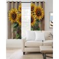 thumbnail image 2 of Sunflowers Kitchen Curtains Rustic Summer Botanical Floral Wooden Grain Cafe Short Curtains for Bathroom Blackout Window Curtain Small Window Treatment Drapes for Bedroom Living Room 52"x45"x2, 2 of 9