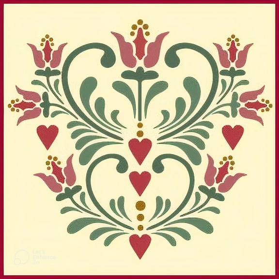 Rosemaling Pattern 15 Stencil - Rose Scandinavian Floral Decorative Mylar - The Artful Stencil
