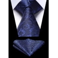 thumbnail image 4 of HISDERN Men 3 Piece Vest Set, with Tie and Pocket Square Paisley Waistcoat Navy Blue Suit Vest 3XL, 4 of 7