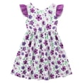 thumbnail image 5 of Lanbubble Toddler Girl Dresses Back Bowknot Sunflowers Ruffled Sleeve Dress Casual Sundress 6-7 Years, 5 of 8