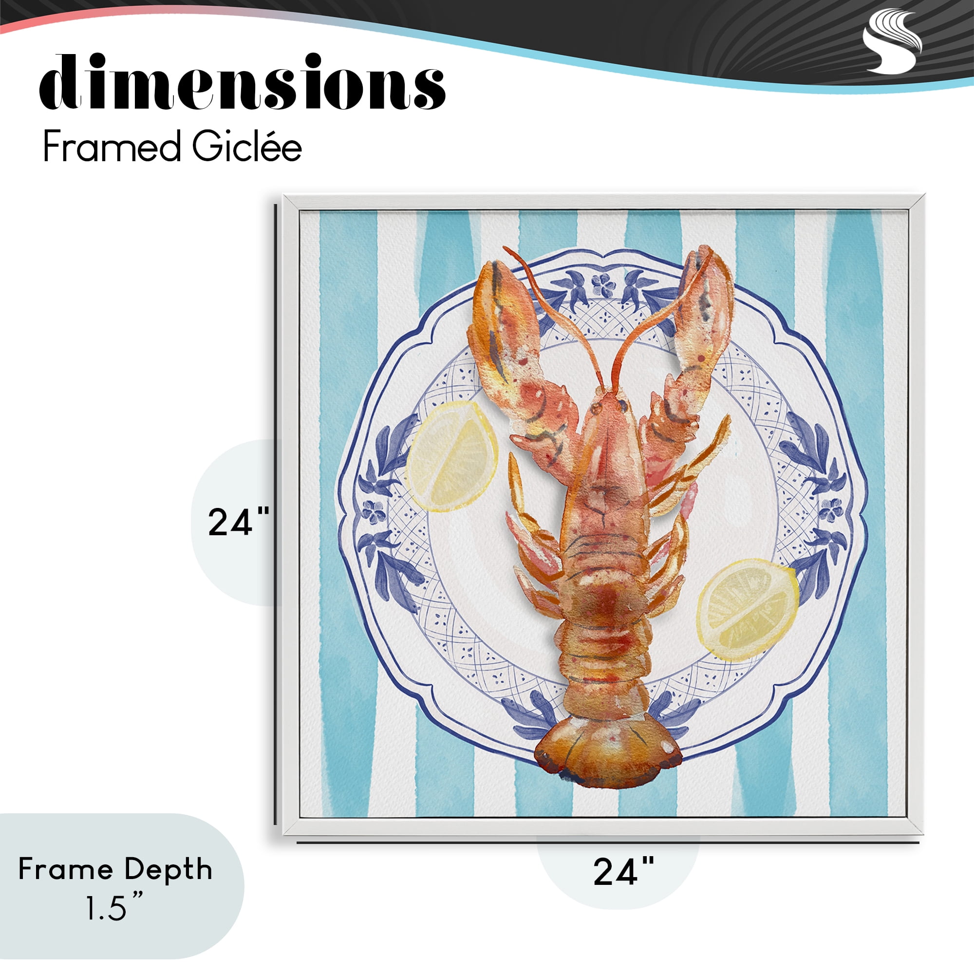 Stupell Industries Lobster Seafood Plate White Framed Giclee Art, design by Christie Adams