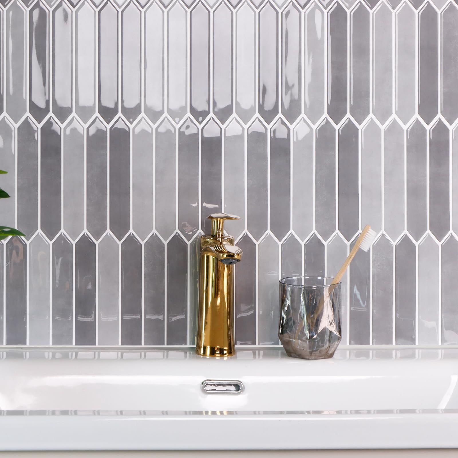 10-sheet Peel And Stick Backsplash Tile  Self-adhesive Gray Long Hexagon Wall Tiles On For Kitchen Bathroom Fireplace Rv Thicker Design(12"*12").