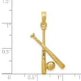 thumbnail image 3 of Real 14kt Yellow Gold Polished Open-Backed Bats and Baseball Pendant; for Adults and Teens; for Women and Men, 3 of 3