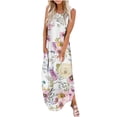 thumbnail image 2 of Lenago Robes Grande Taille pour Femmes 2023 Invitée de Mariage Robe Longue Imprimée Sans Manches à Col Rond Robes d'Été de Plage en Liquidation, 2 of 5