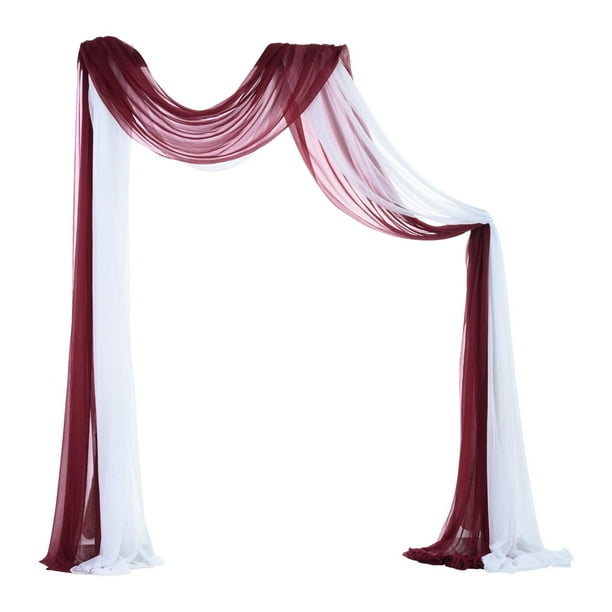 Cortinas arqueadas resistentes a las arrugas, 6 yardas (70 x 550 cm), ideales para fondos de fiestas. 1x Blanco 1x Vino Tinto