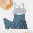 thumbnail image 4 of MSJUHEG Ruffle Cutout Swimdress,Tummy Control Swim Dresses,Wrap Swimwear,Womens Swimdress,One Piece Swimsuit with Skirt,Skirted Swimsuits for Women,Push Up Swim Dresses with Bottom Blue XL, 4 of 7