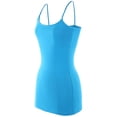 thumbnail image 2 of Ola Mari Junior Size BUILT-IN Shelf Bra Adjustable Spaghetti Strap Solid Camisole Tank Top, Turquoise, Large, 2 of 4