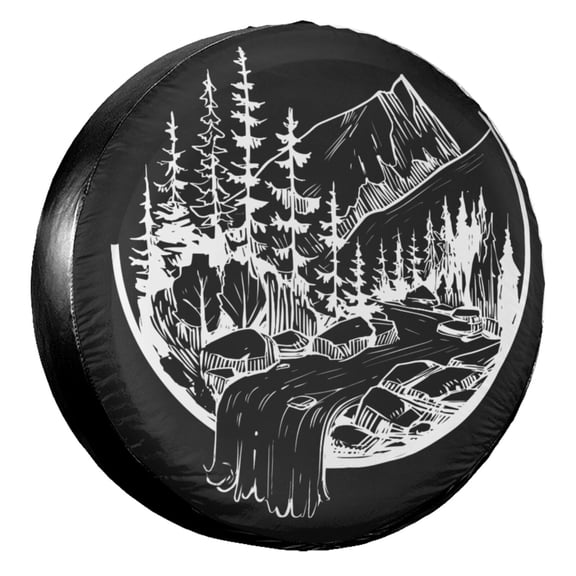 KAKALAD Wild natural mountain landscape Spare Tire Cover Universal Vehicle Accessories Buckle Car Tools 14”in