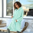 thumbnail image 7 of Women’s Plush Hoodie Sweatshirt Dress, Casual Pullover Sweater with Kangaroo Pocket, One Size, 7 of 7