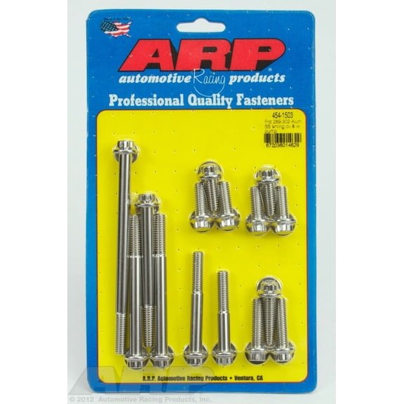 ARP 4541503 Timing Cover And Water Pump Bolt Kit, Stainless Steel, 12-Point Style, For Select Ford 289-302 Aluminum Applications