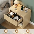 thumbnail image 3 of Night Stand Set 2, Nightstand with Charging Station, Modern End Table with Drawers, Bed Side Tables Set of 2 for Bedroom Living Room Sofa Couch Office(Wood Color), 3 of 10