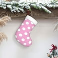 thumbnail image 6 of Daiia Pink And White Polka Dot Print Christmas Stocking，18"Large Knitted Xmas Stocking for Kids, Family Stocking for Fireplace Christmas Holiday Party Decoration, 6 of 7