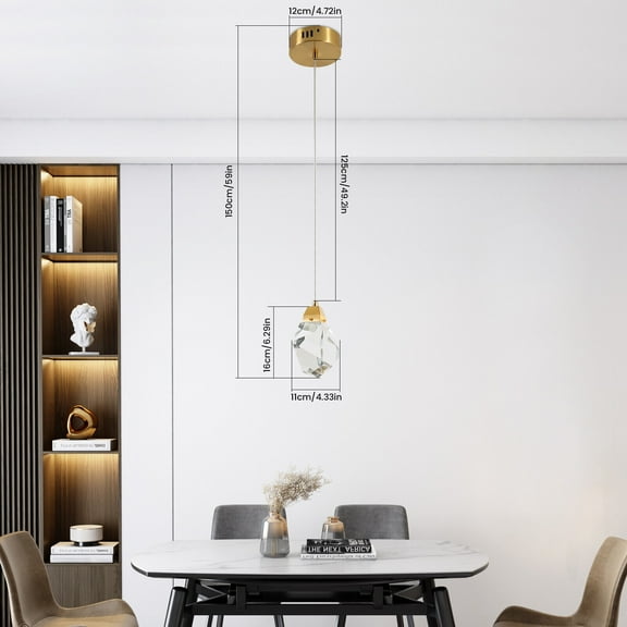 Miumaeov Modern Crystal Pendant Lamp Kitchen Island Ceiling Hanging Light Dining Room LED Chandelier Fixture