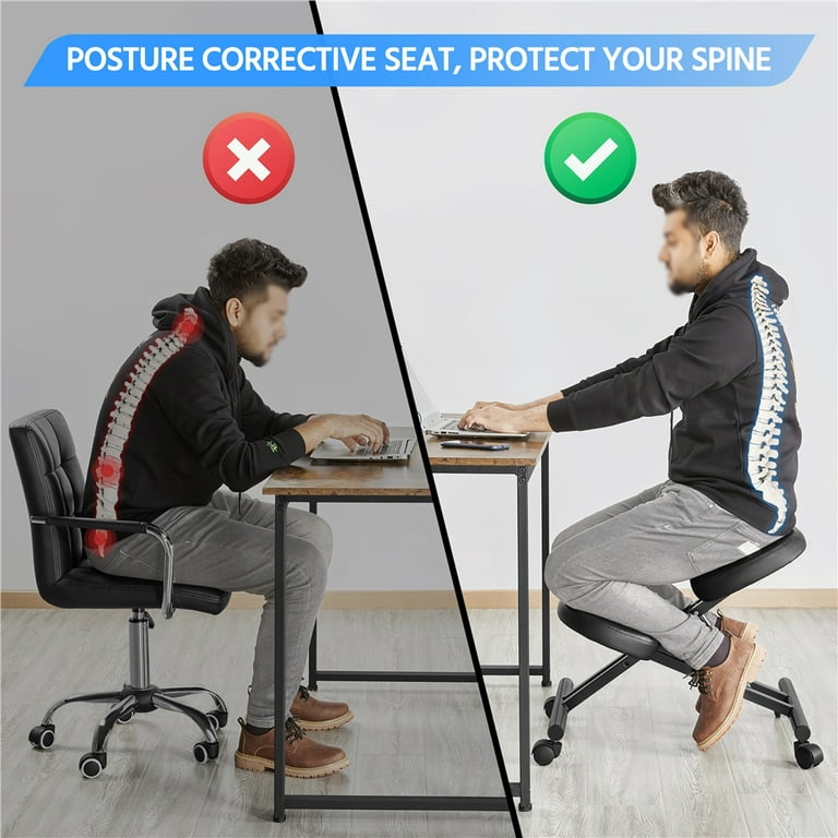  Memory Foam Ergonomic Kneeling Chair, Kneeling Chair Ergonomics  Office Chair Back Support Improve Posture Study Chair Office Gaming Chair  ,Improve Your Posture with an Angled Seat ( Color : Green ) 