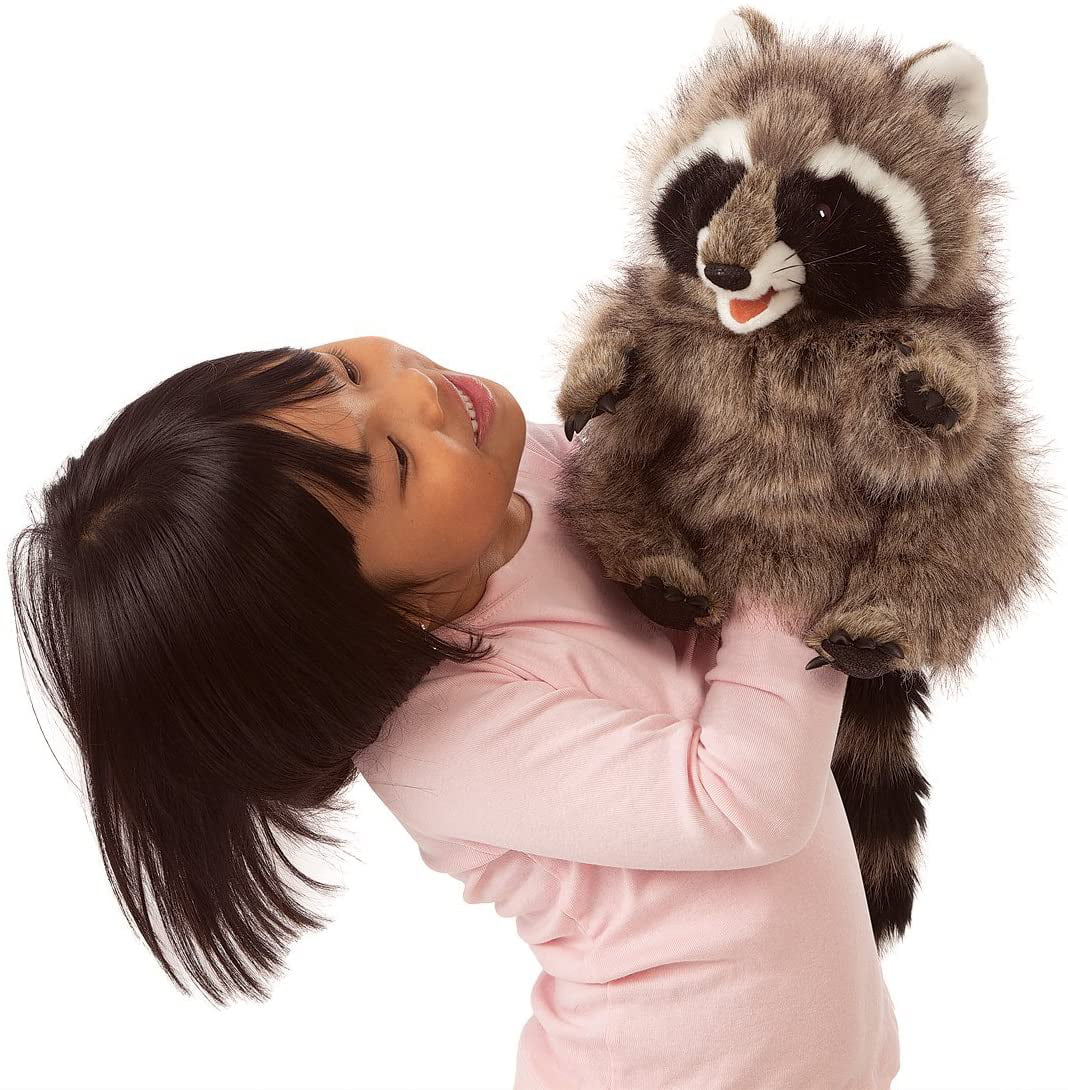 Zoo Animal Hand Puppets with Movable Mouths Kids Pretend Role Play Raccoon 