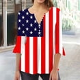 thumbnail image 2 of Kvture 4th of July Tops for Women Henley V Neck Button 3/4 Sleeve Blouse Independence Day Patriotic T Shirts Summer A Red Tees XXL, 2 of 5