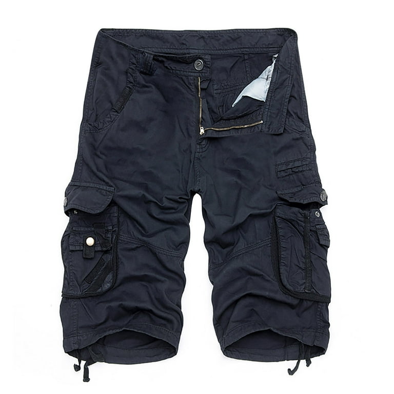 Cargo Shorts for Men Plus Size Zipper Multi Pockets Below Knee
