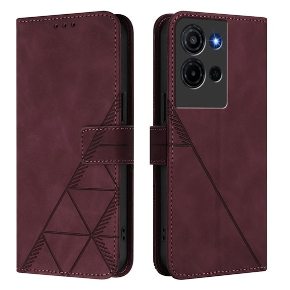 Case for TCL K32 / TCL K33 Flip Wallet Phone Case Shockproof PU Leather Book Folio Protective Cover with Magnetic Clasp Kickstand Card Slots Holder, Burgundy