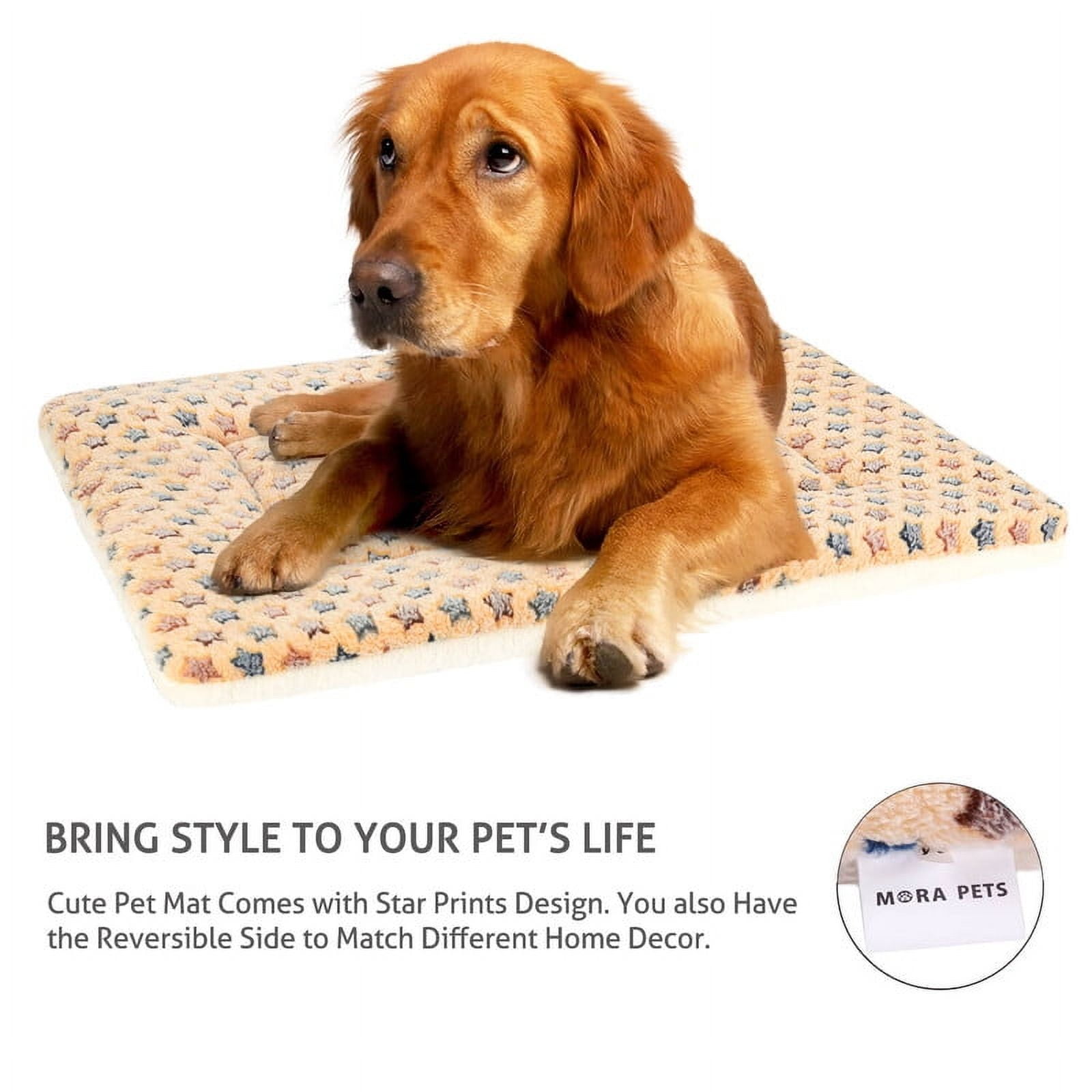Dog Crate Mats with Cute Star Pattern Washable Pet Bed for Large Dogs Cozy Reversible Dog Crate Bed, Brown, 41*28