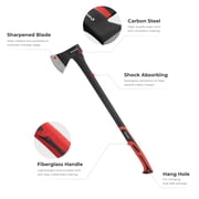 INTERTOOL 2.8 lbs Steel Chopping Axe with 35-inch Shock Absorbing Handle, Tree Felling Axe HT08-0264