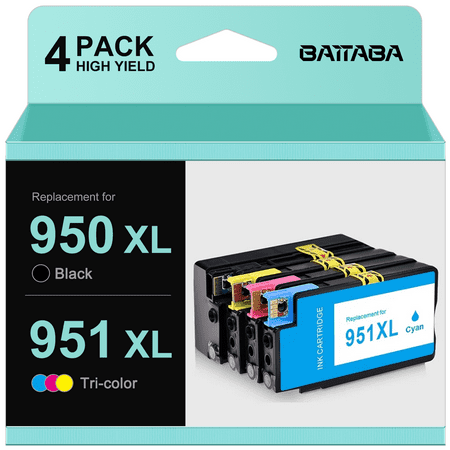 950xl Ink Cartridges for HP 950xl and 951xl Combo Pack for HP Officejet Pro 8610 8600 8615 8620 8625 8100 276dw 251dw (Black, Cyan, Magenta, Yellow)