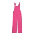 thumbnail image 2 of Vornjynx Girls Overalls with Pocket Comfort Soft Straight Fit Summer Casual Trendy Jumpsuits Hot Pink Size 6, 2 of 10