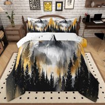 Manfei Tree Print 3 Pieces Queen Comforter Set for Teens Boys Girls,Botanical Theme Ultra Soft Bedding Sets,Jungle Plants Bedding Comforter Set,Luxury Bedroom Decor,Reversible