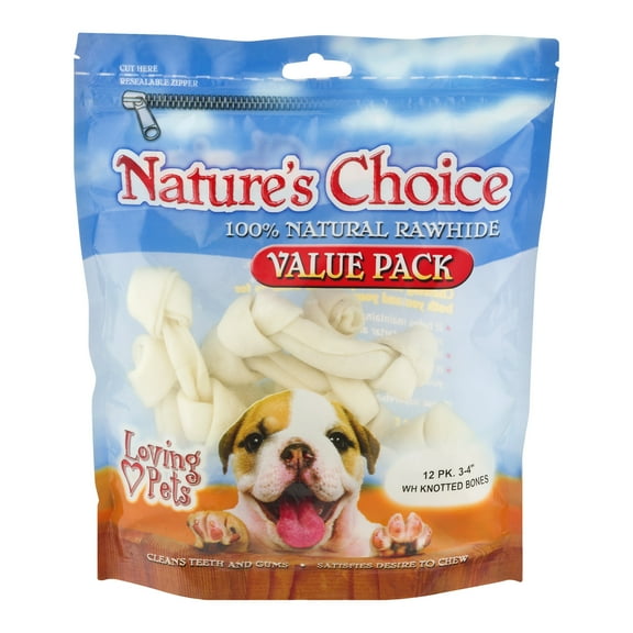Loving Pets Nature's Choice 100% Natural Rawhide Dog Chews Value Pack, 12 Pack