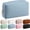 Haze Blue, variant on Leather Makeup Bag PU Leather Pouch Wide-open Toiletry Organizer with Dividers Travel Bag Birthday Valentine's Day Gifts for Women Sister Daughter BFF(Nude )