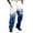 Blue, variant on Festive Print Dress Trousers, Flat Front Stretch Fit, Comfortable Holiday Party Smart Casual Attire, Xmas Reindeer Snowflake Print Pants