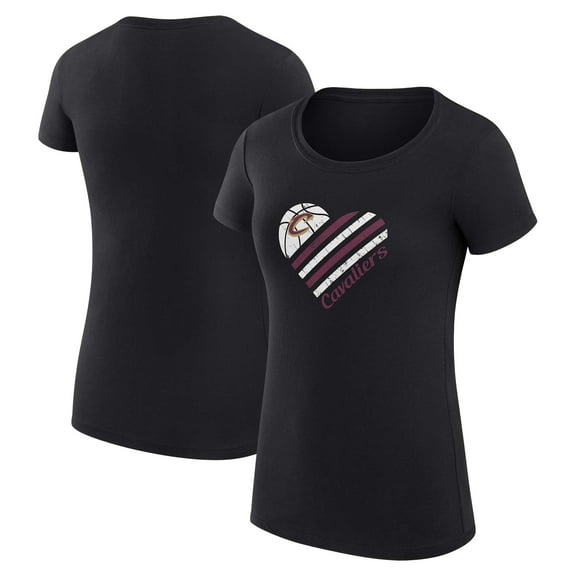 Women's G-III 4Her by Carl Banks Black Cleveland Cavaliers Super-Slim Fit Lightweight Heart T-Shirt