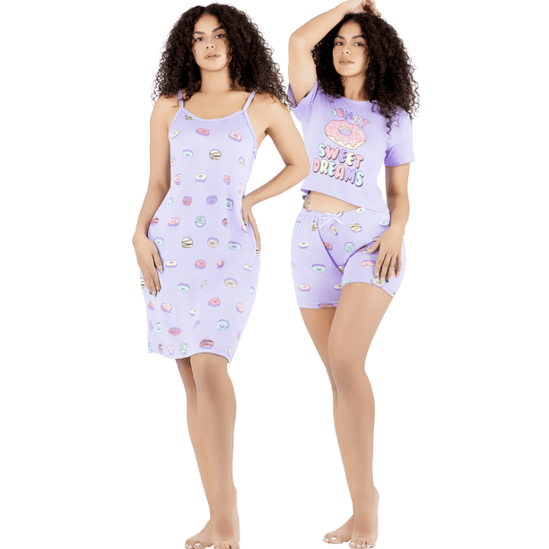 Set Pijama 3 Piezas Mujer Verano Bata Top y Short