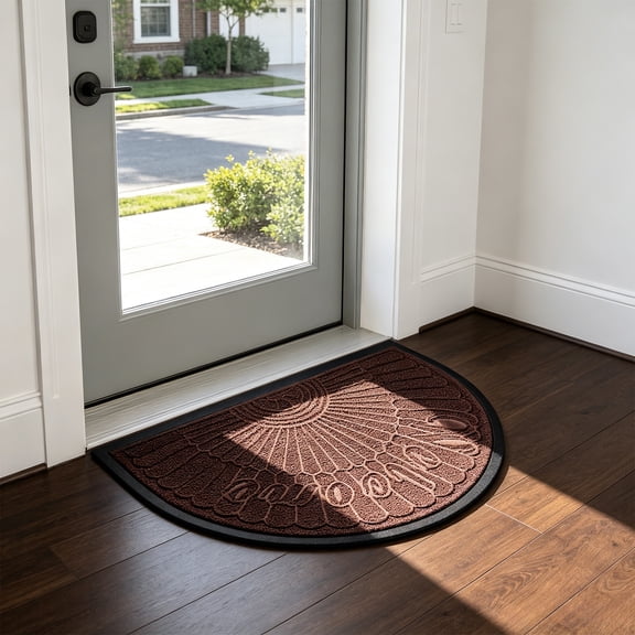 Low Profile Non-Slip Doormat for Entryway, Absorbent Floor Mat with Rubber Backing, Washable Dirt Trapper Indoor Outdoor Entrance Rug for Front Door Patio Kitchen, 23.62in x 15.74in, Gray Coffee