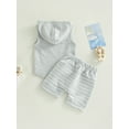 thumbnail image 4 of Suealasg Toddler Baby Boys Shorts Set Outfits Sleeveless Pocket Hooded Tank Tops and Elastic Waist Striped Shorts Kids Boys Summer Clothes Set, 4 of 8