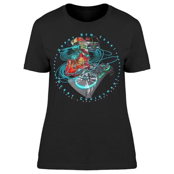 Button. Dj Robot T-Shirt Women -Image by Shutterstock, Female Medium