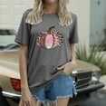 thumbnail image 2 of Womens T Shirts Tops Autumn Loose Pumpkin Printed Short Sleeve Round Neck Ladies Clothing,Grey,XL, 2 of 4