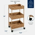 thumbnail image 2 of Best Choice Products 3-Tier Water Hyacinth Rolling Nursery Caddy w/ Wheels, Utility Cart, Storage Organization - Chestnut, 2 of 8