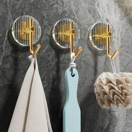 

Hhdxre Wall Adhesive Non-marking Hooks Waterproof Rust-proof Oilproof Hooks for Home Kitchen Bathroom(Gold)