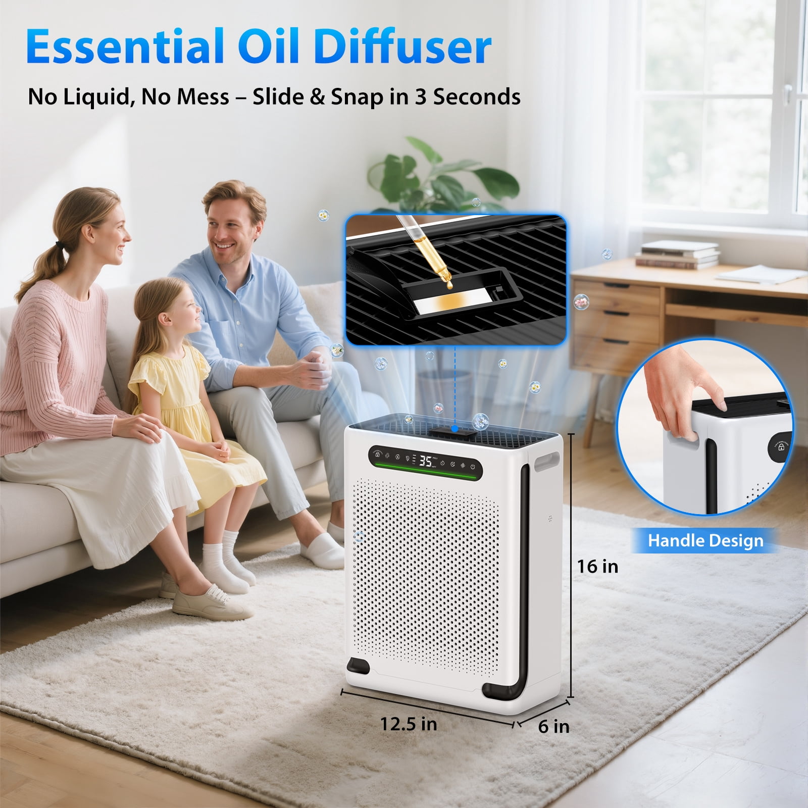 Air Purifiers for Home Large Room Up to 2600 Ft², HEPA Air Purifier with Washable Filter,20dB Sleep Mode Air Cleaner for Pet Hair Odors Smoke Dust