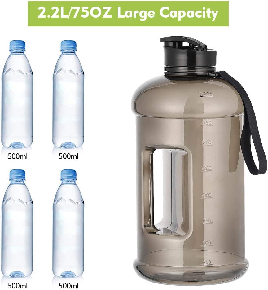 2.2 ltr Transparent Black Plastic Water Bottle